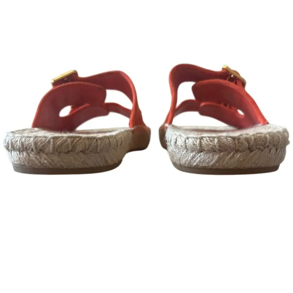 Tory Burch Orange‎ Suede Two Band Espadrille Sandals 8.5